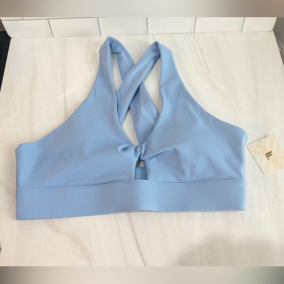 FABLETICS OASIS RIB TWIST IMPACT SPORTS BRA BALI BLUE SIZE L RUNNING WORK OUT - Picture 5 of 6